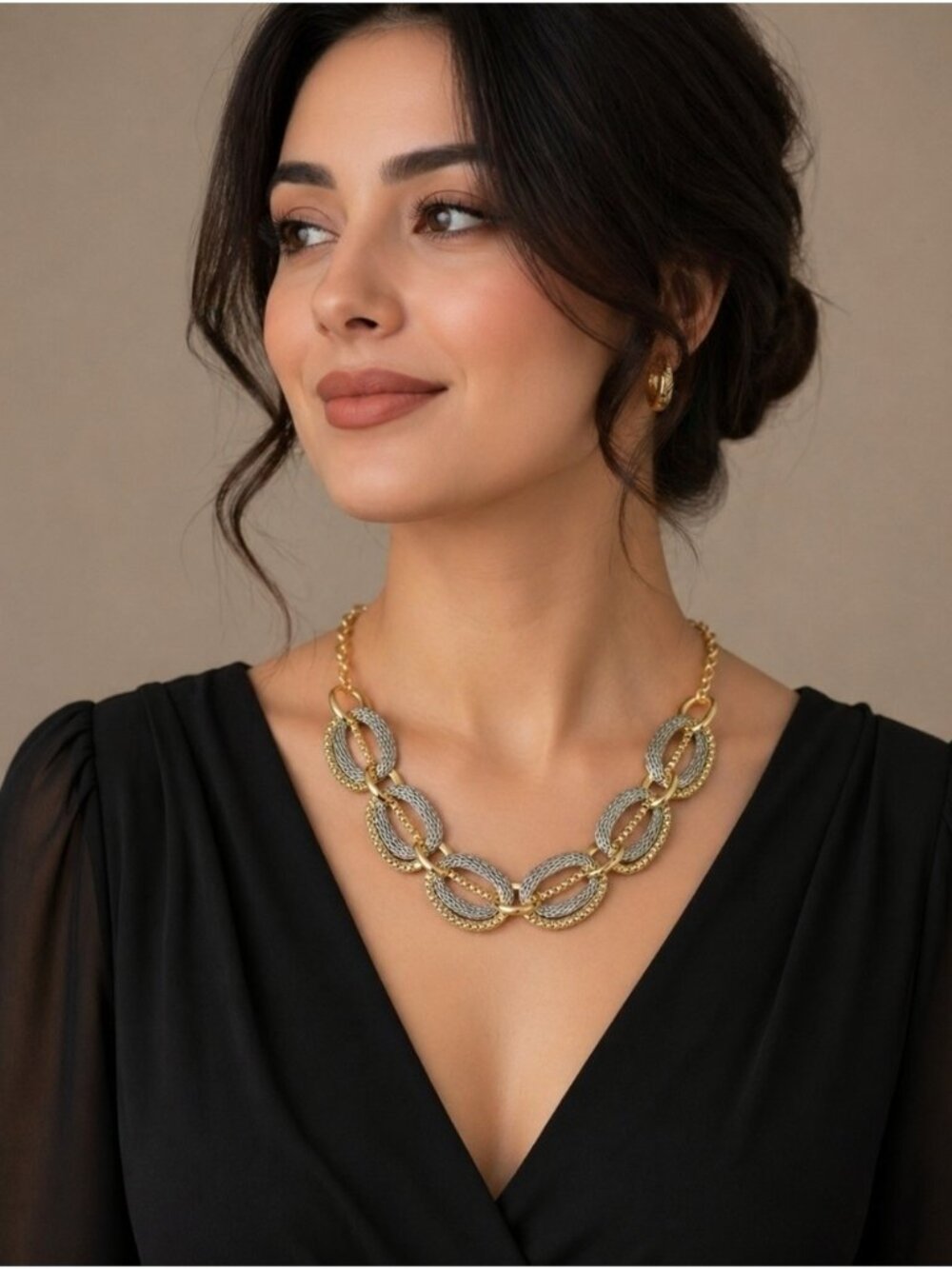 Two-Tone Gold and Silver Chunky Link Necklace